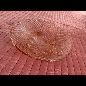 Vintage Anchor Hocking pink depression glass footed bowl